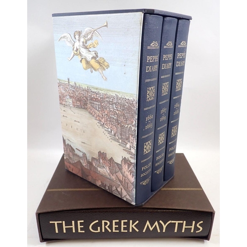 679 - Pepy's Diary, three volumes in slip case published by The Folio Society together with The Greek Myth... 