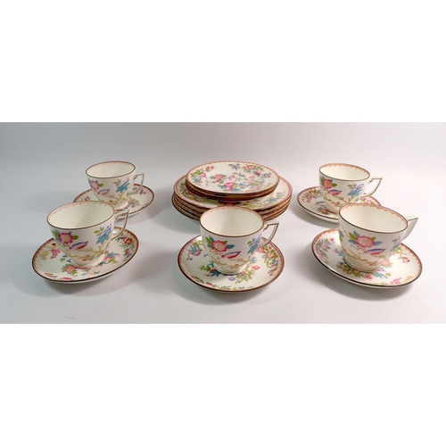 7 - A Minton Indian tree part tea service comprising four dessert plates, three tea plates, five cups an... 