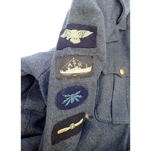 720 - A WWII RAF jacket with brass buttons and various patches plus an RAF dress jacket