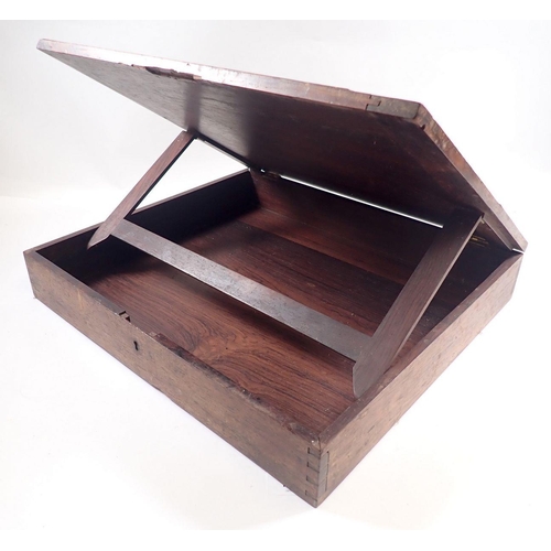 745 - A 19th century rosewood easel topped reading stand/box, 41 x 36cm