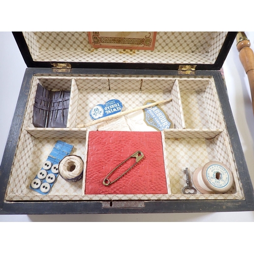 753 - Two wooden boxes and a group of collectables including three cut throat razors, compact etc.