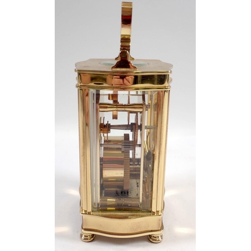 760 - A Mallory of Bath brass carriage clock, 13cm tall