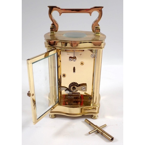 760 - A Mallory of Bath brass carriage clock, 13cm tall