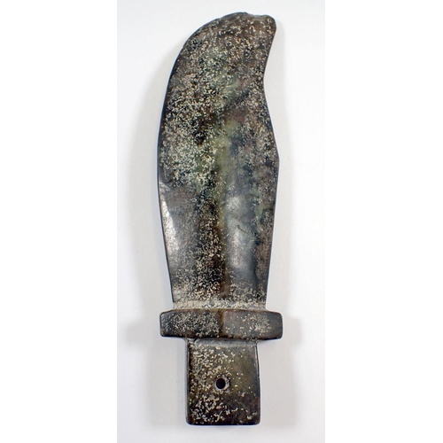 770 - A carved stone dagger head, 18.5cm