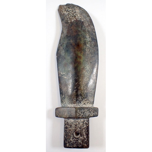 770 - A carved stone dagger head, 18.5cm