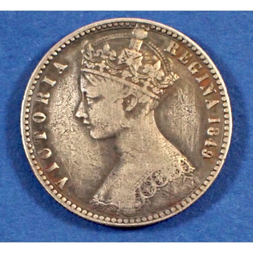 785 - A Victoria silver 'Godless' florin 1849