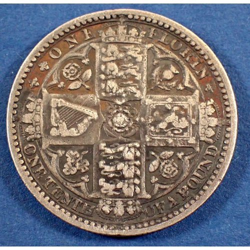 785 - A Victoria silver 'Godless' florin 1849