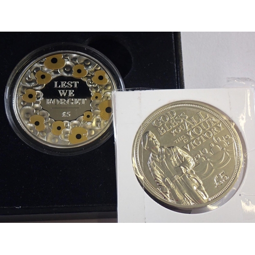 789 - The 2015 Remembrance Day proof Jersey £5 poppy coin in cupro-nickel with gold printed poppies 862/49... 