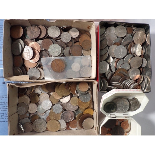 795 - A box of British and world coins including George III Ireland 1/2 penny 1805, pre-decimal and decima... 