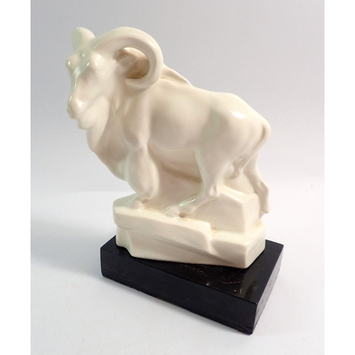 81 - A Wedgwood & Co figure of a goat by Roy Smith, mounted on a plinth