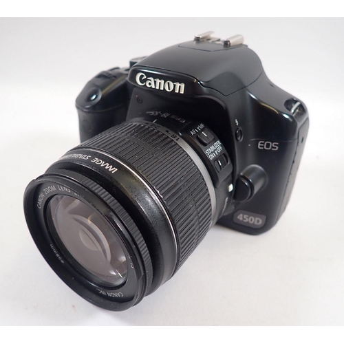 825 - A Cannon 450D DSLR camera with a Canon 18-55mm lens plus four extra lenses including Canon 80-200mm,... 