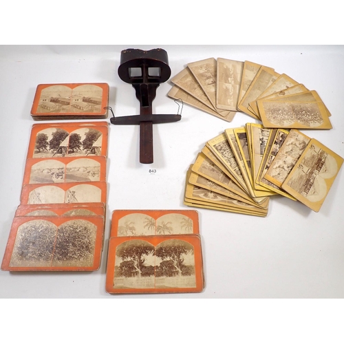 843 - A stereoscope and 72 slides including USA, British Honduras, North Wales etc.