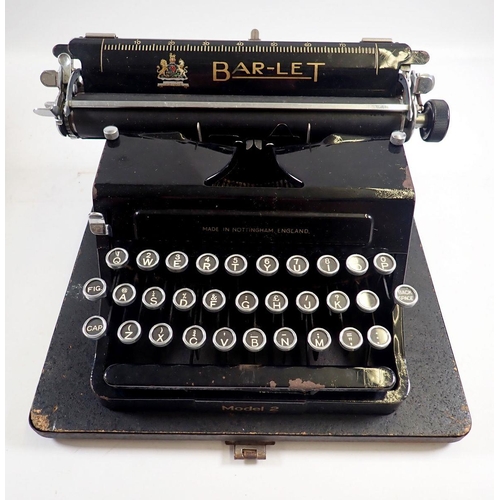 890 - An antique Bar-Let portable model 2 typewriter with case and manual