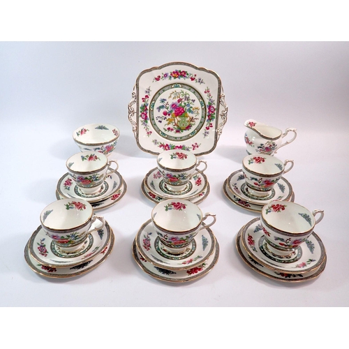 9 - A Paragon Tree of Kashmir tea service comprising six cups and saucers, six side plates, cake plate a... 