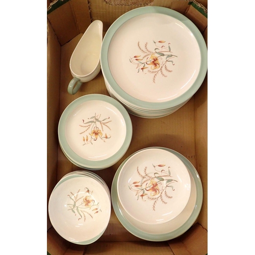 94 - A Wedgwood Tiger Lily dinner service comprising fourteen dinner plates, seven smaller plates, nine s... 