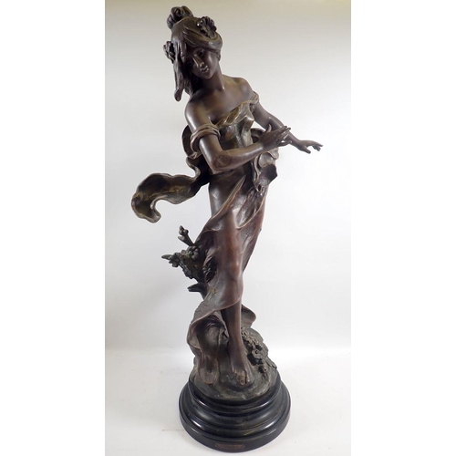 946 - A 19th century large French spelter figure Libellule, 64cm tall