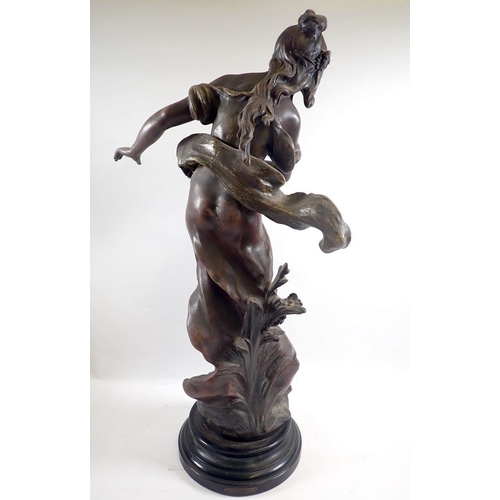 946 - A 19th century large French spelter figure Libellule, 64cm tall