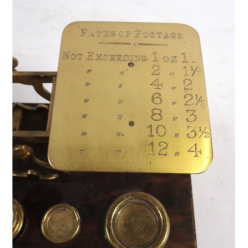 947 - A brass postal scale and weights and five various other weights