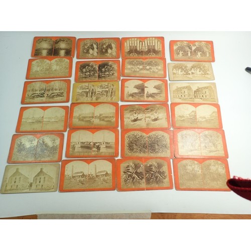 843 - A stereoscope and 72 slides including USA, British Honduras, North Wales etc.