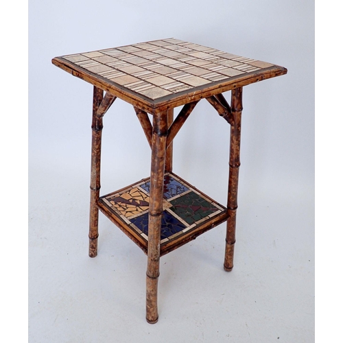 1051 - A vintage bamboo and mosaic occasional table, 41 x 41 x 67cm