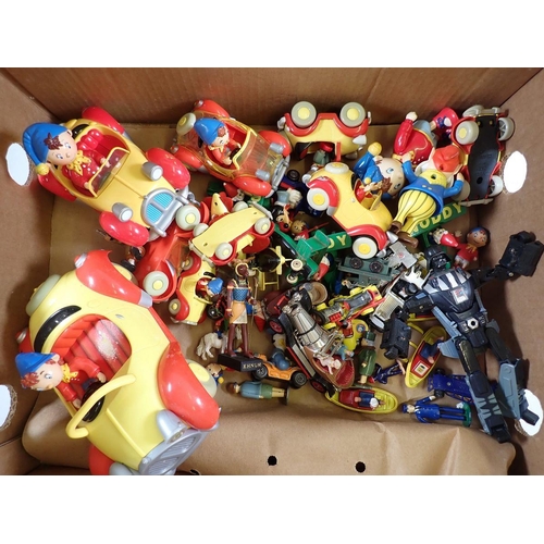 1123 - A box of various vintage toys including Noddy and Big Ears, Matchbox Disney series Mickey Mouse 1979... 