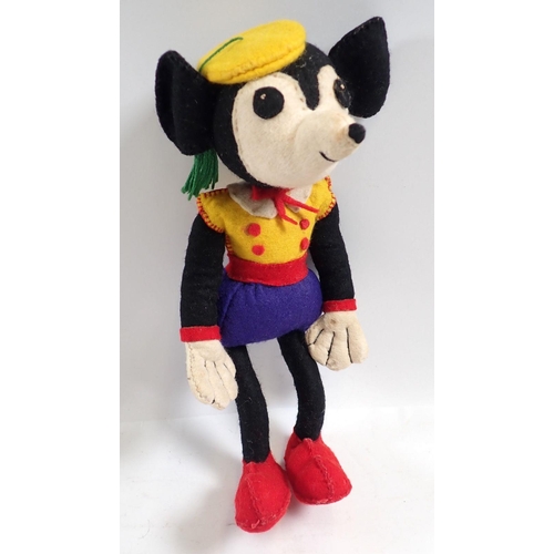 1134 - A 1960's Mickey Mouse felt toy, 24cm