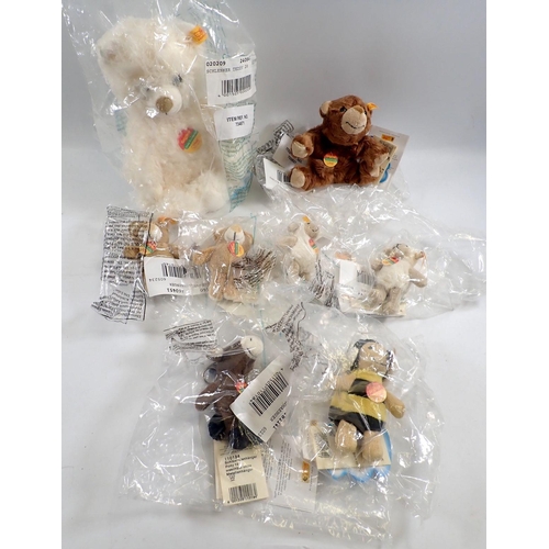 1141 - A group of eight Steiff teddy bears and keyrings including Cosy Friends Schlenker Teddy 28, 16 Brown... 