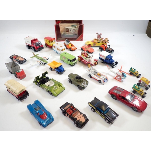 1146 - A box of various die cast vehicles including Matchbox etc.