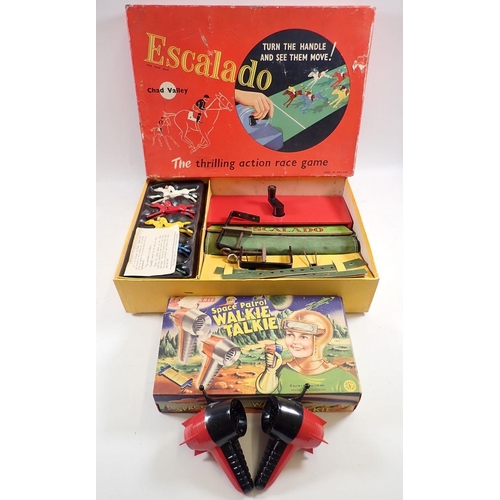 1148 - A Merit vintage Space Patrol Walkie Talkie set and an Escalado game - both boxed