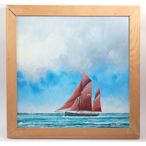 1168 - John Turk - acrylic on canvas Brixham trawler 'Provident' 38.5 x 39cm