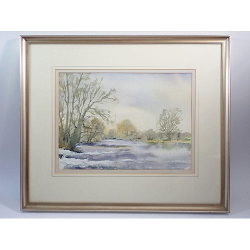 1170 - Ron Cosford - watercolour floodwater at Cotton Courtney, 26 x 38cm