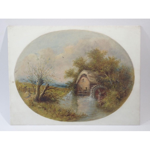 1180 - A Victorian oval oil on glass landscape, 22.5 x 29cm