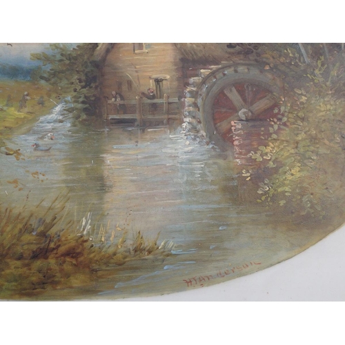 1180 - A Victorian oval oil on glass landscape, 22.5 x 29cm