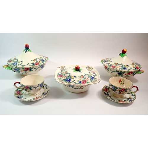 119 - A Cauldon Victoria 1930's dinner service comprising two covered tureens, two vegetable dishs (one la... 