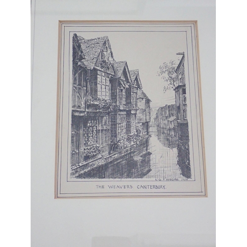 1192 - Edward Brewer - coloured etching of Canterbury Cathedral, 37 x 23cm and two other etchings of Canter... 