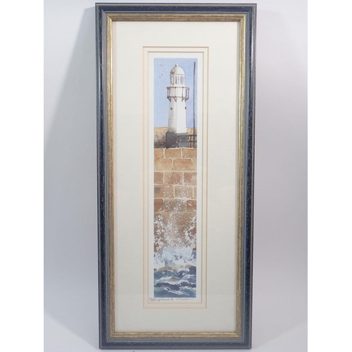 1195 - J Trevorrow - limited edition coloured print 'Lighthouse II' 54/850, 33 x 7cm