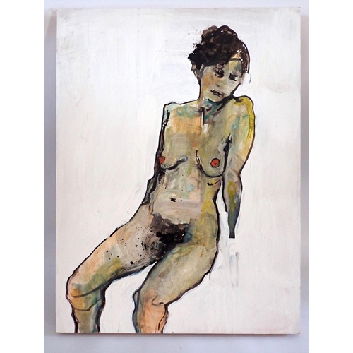 1220 - Nicky Arscott - acrylic nude 'Katrina McClean (spanked)' signed to reverse, 61 x 45.5cm