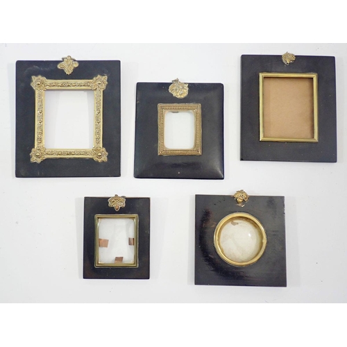 1230 - Five various antique ebonised and gilt metal mounted miniature frames