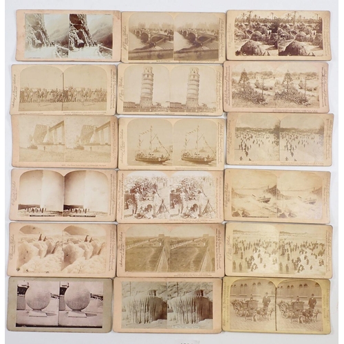 1234 - A large group of stereoscope cards including topographical, many world wide images, Goat Teams San F... 