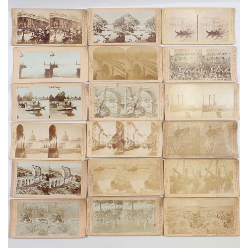 1234 - A large group of stereoscope cards including topographical, many world wide images, Goat Teams San F... 