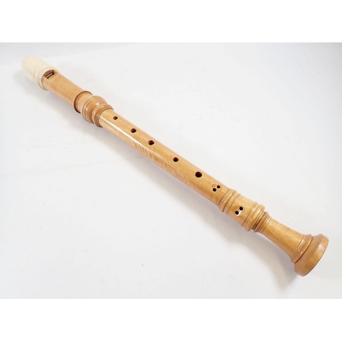 1238 - A Schott and Dolmetsch treble recorder with ivory mouthpiece, 47.5cm (ivory exemption certificate UX... 