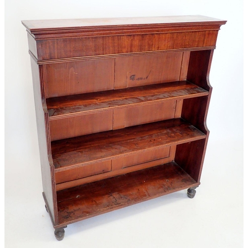 1247 - A reproduction mahogany three-tier waterfall bookcase, 97cm wide