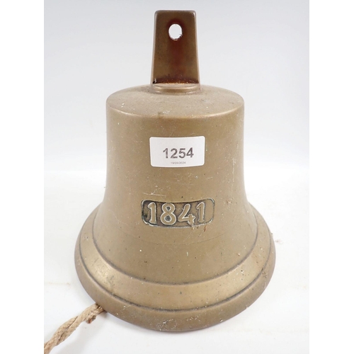 1254 - A large brass bell, date 1841