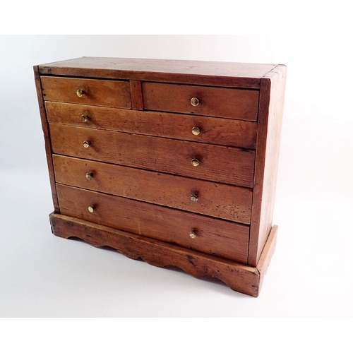 1263 - A vintage picnic table top cabinet of two short and four long drawers, 46 x 37 x 16cm