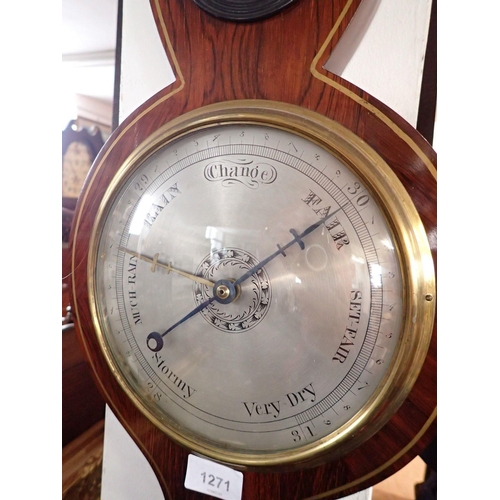 1271 - A 19th century rosewood barometer/thermometer