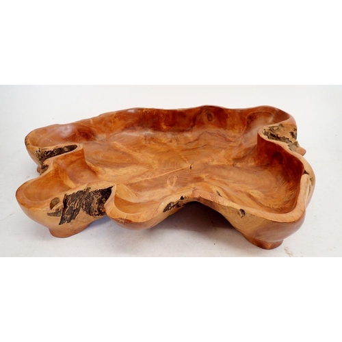 1281 - A large natural wood carved bowl, 56cm wide