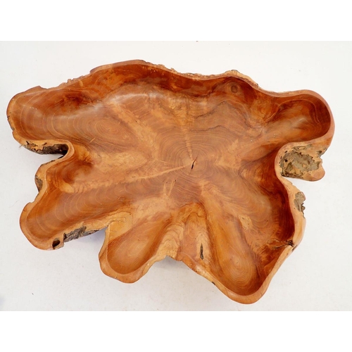 1281 - A large natural wood carved bowl, 56cm wide