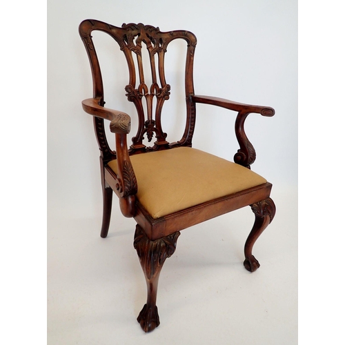 1290 - A Chippendale style mahogany carver chair with carved decoration