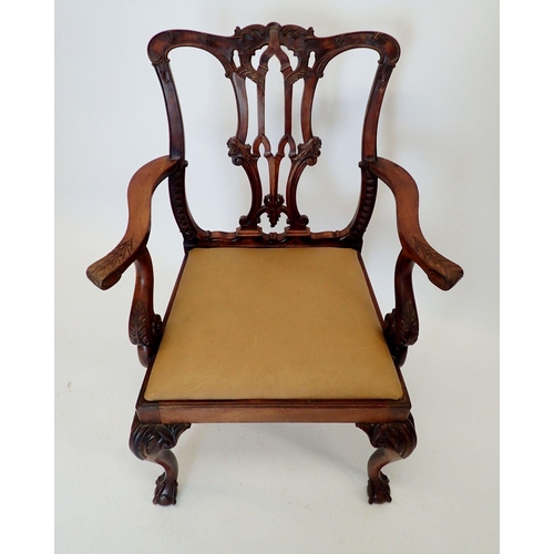 1290 - A Chippendale style mahogany carver chair with carved decoration