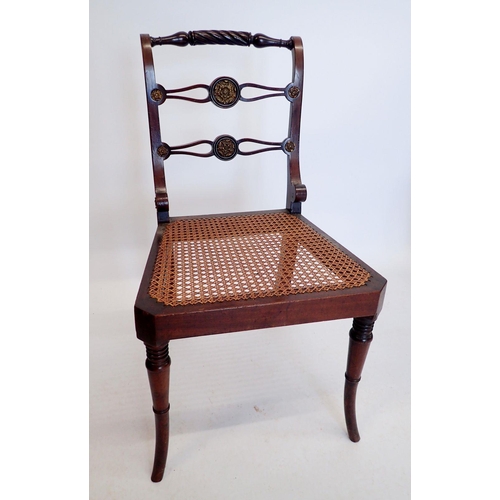 1292 - A Regency brass-mounted mahogany cane-seated occasional chair with rope twist and turned top rail, b... 